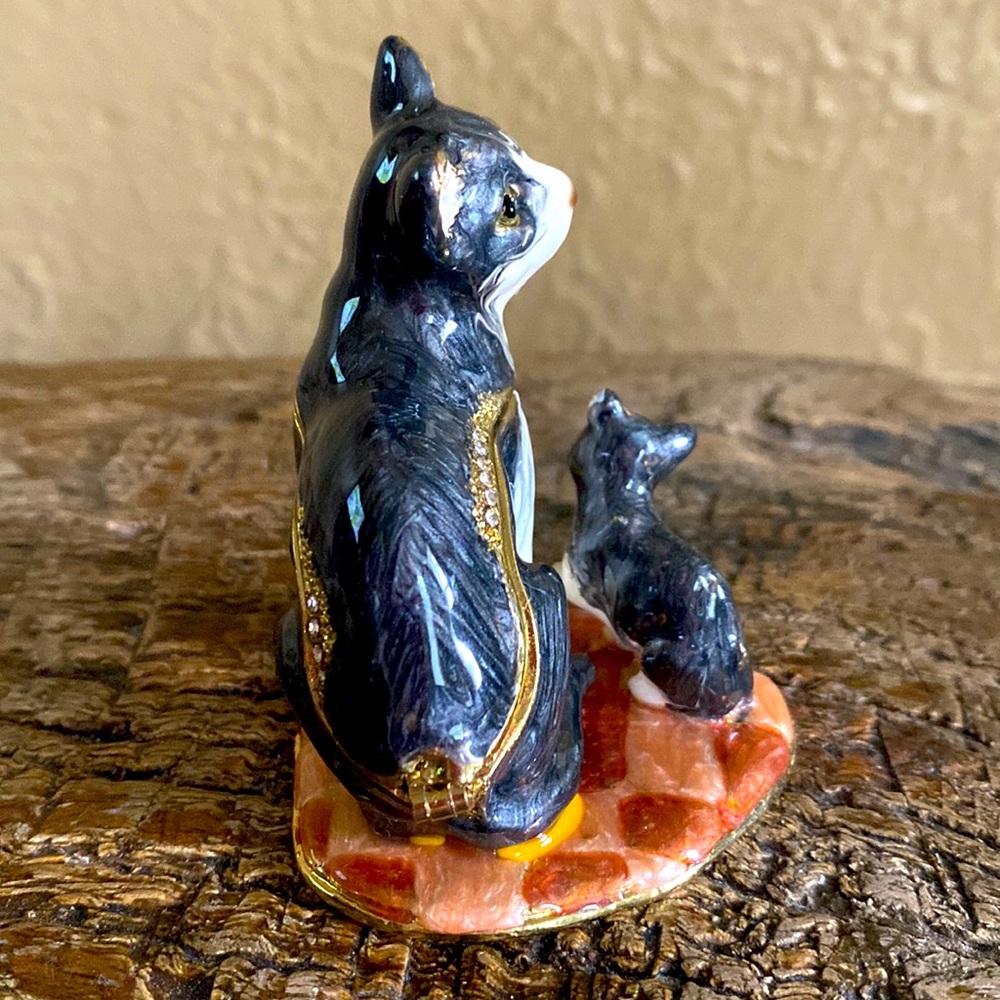 🐾Vintage🐾Cat & Kitten🐈⬛Enameled Hinged Box - Picture 8 of 11
